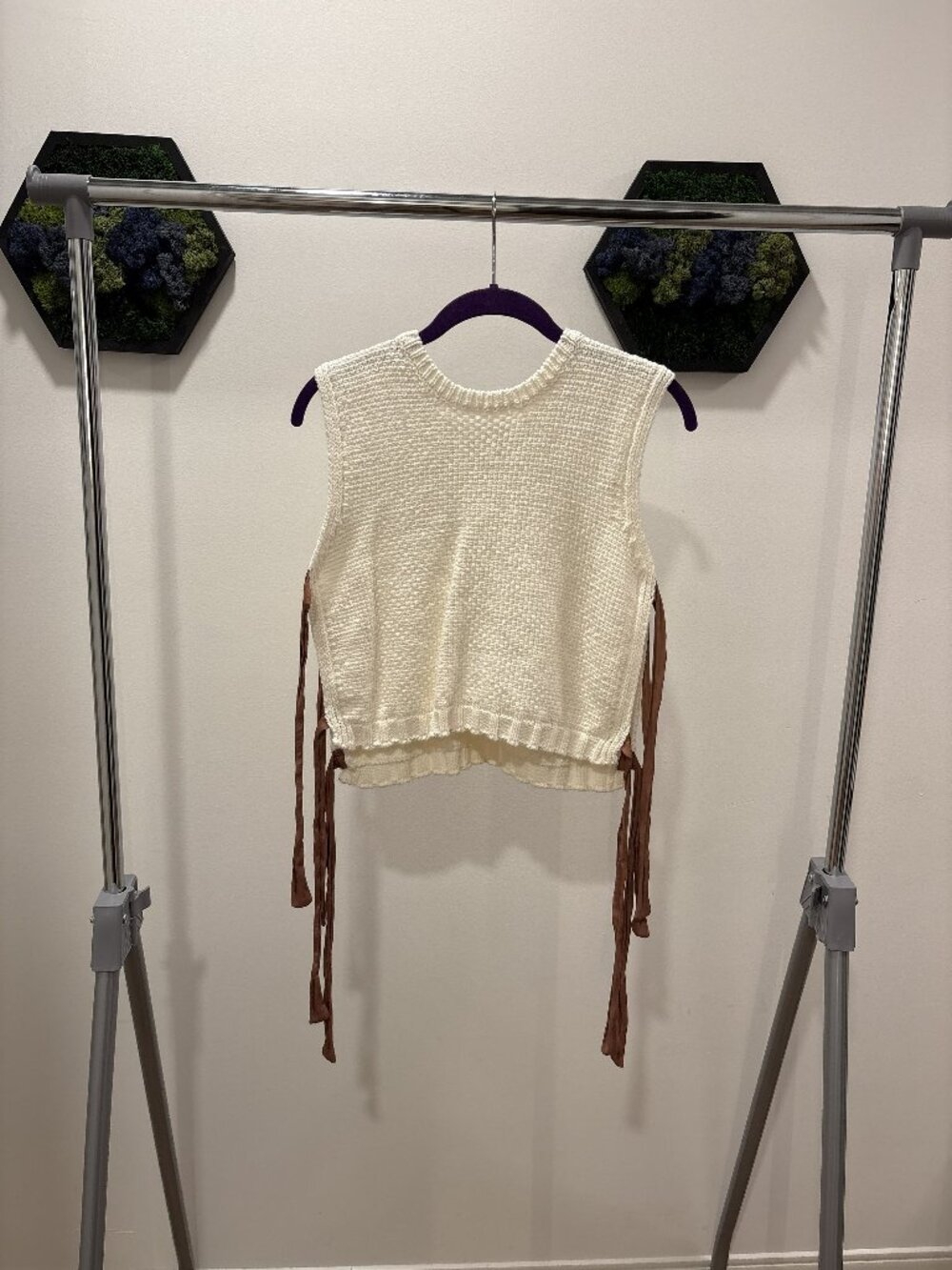 Cream Side-Tie Tank Top